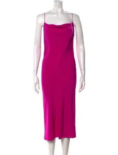 Pre-owned Fleur Du Mal Silk Midi Length Dress In Pink