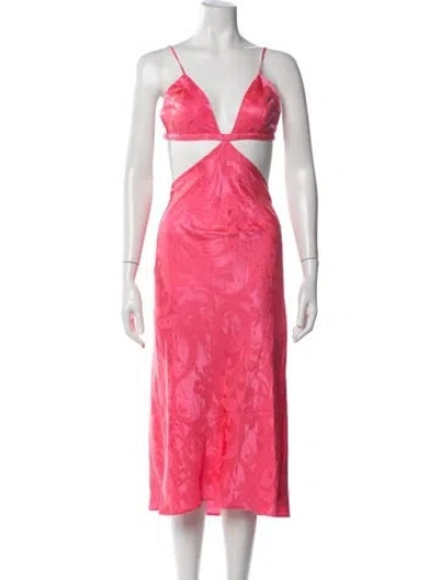 Pre-owned Fleur Du Mal Silk Midi Length Dress In Pink
