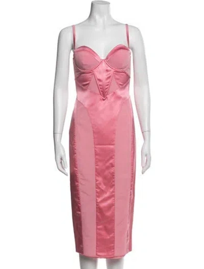 Pre-owned Fleur Du Mal Silk Midi Length Dress In Pink