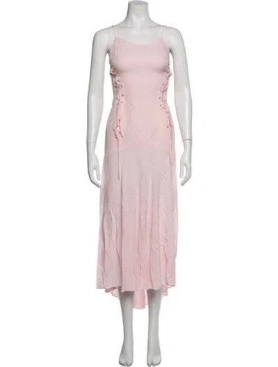 Pre-owned Fleur Du Mal Silk Midi Length Dress In Pink