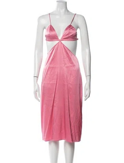Pre-owned Fleur Du Mal Silk Midi Length Dress In Pink