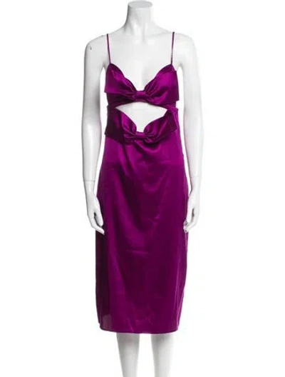 Pre-owned Fleur Du Mal Silk Midi Length Dress In Purple