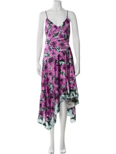 Pre-owned Fleur Du Mal Silk Midi Length Dress In Purple