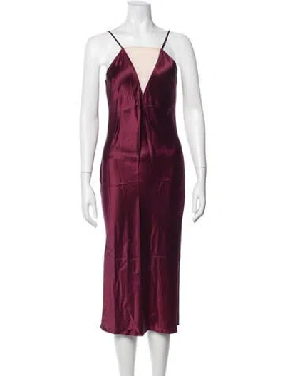 Pre-owned Fleur Du Mal Silk Midi Length Dress In Purple