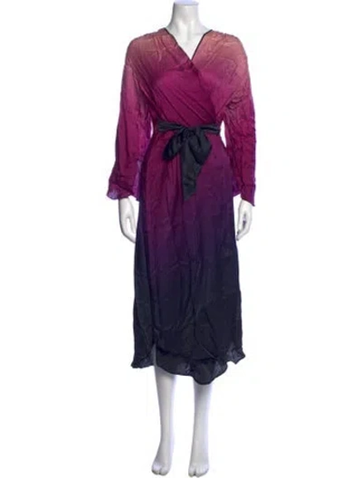 Pre-owned Fleur Du Mal Silk Midi Length Dress In Purple