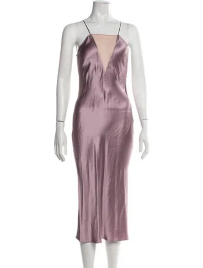 Pre-owned Fleur Du Mal Silk Midi Length Dress In Purple