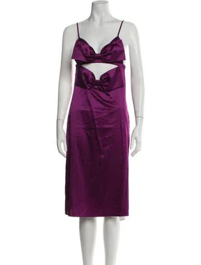 Pre-owned Fleur Du Mal Silk Midi Length Dress In Purple