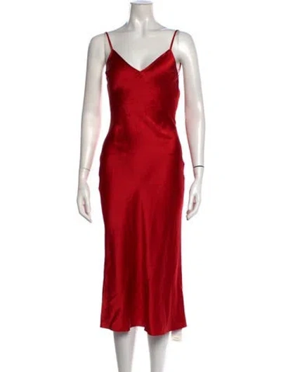 Pre-owned Fleur Du Mal Silk Midi Length Dress In Red