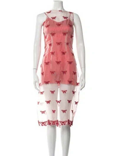 Pre-owned Fleur Du Mal Silk Midi Length Dress In Red
