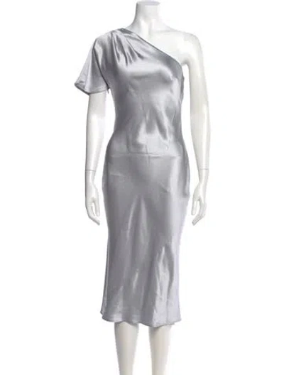 Pre-owned Fleur Du Mal Silk Midi Length Dress In Silver
