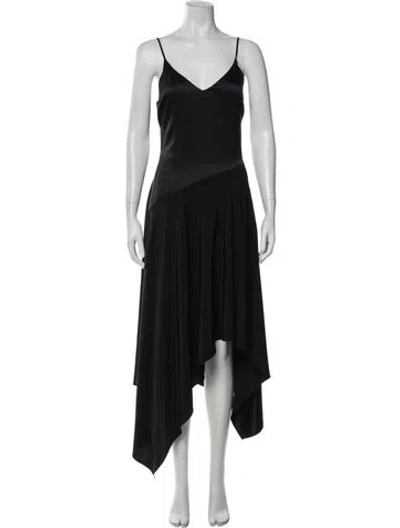 Pre-owned Fleur Du Mal Silk Midi Length Dress W/ Tags In Black