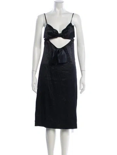 Pre-owned Fleur Du Mal Silk Midi Length Dress W/ Tags In Black
