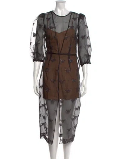Pre-owned Fleur Du Mal Silk Midi Length Dress W/ Tags In Black