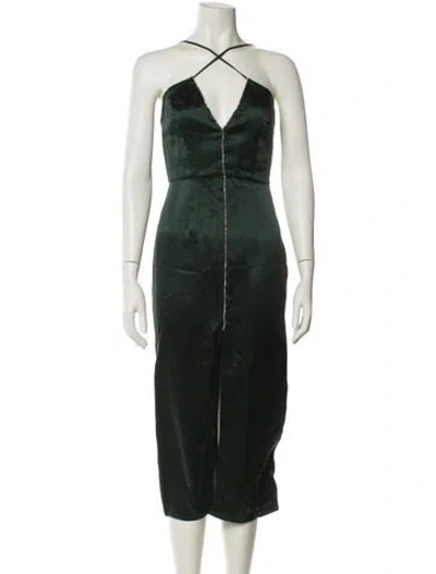 Pre-owned Fleur Du Mal Silk Midi Length Dress W/ Tags In Green