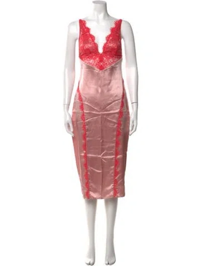 Pre-owned Fleur Du Mal Silk Midi Length Dress W/ Tags In Pink