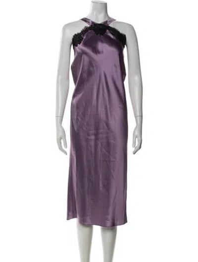 Pre-owned Fleur Du Mal Silk Midi Length Dress W/ Tags In Purple