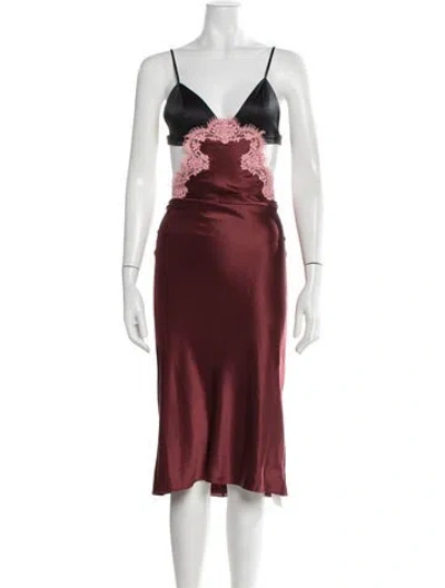 Pre-owned Fleur Du Mal Silk Midi Length Dress W/ Tags In Red