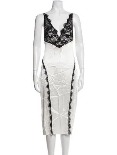 Pre-owned Fleur Du Mal Silk Midi Length Dress W/ Tags In Silver
