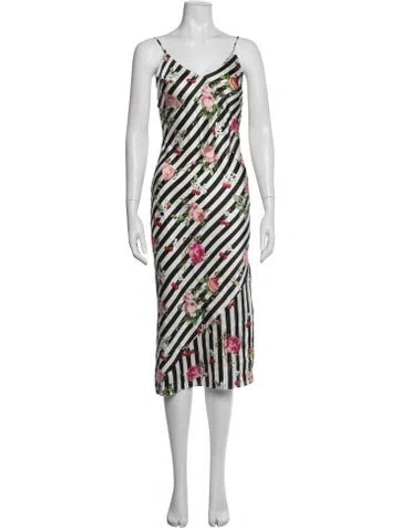 Pre-owned Fleur Du Mal Silk Midi Length Dress In White