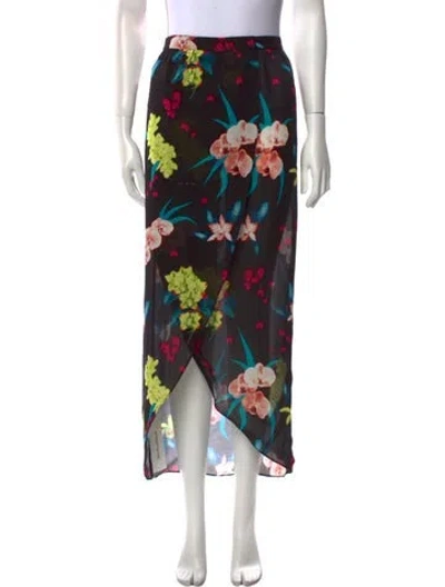 Pre-owned Fleur Du Mal Silk Midi Length Skirt In Black