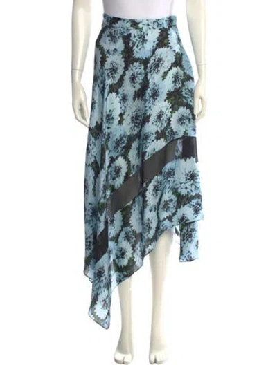 Pre-owned Fleur Du Mal Silk Midi Length Skirt In Blue