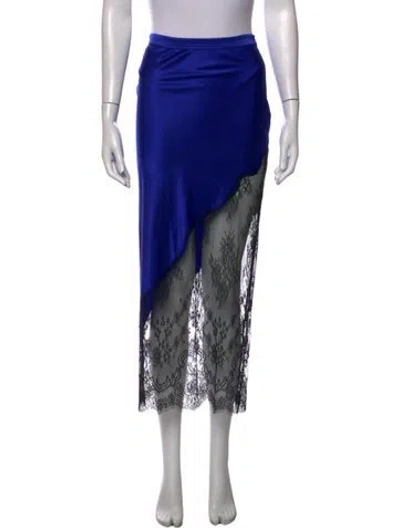 Pre-owned Fleur Du Mal Silk Midi Length Skirt In Blue