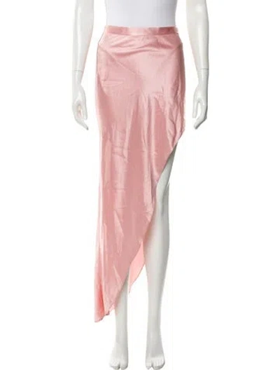 Pre-owned Fleur Du Mal Silk Midi Length Skirt In Pink