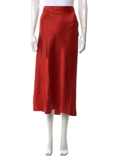 Pre-owned Fleur Du Mal Silk Midi Length Skirt In Red
