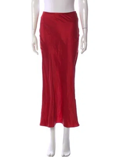 Pre-owned Fleur Du Mal Silk Midi Length Skirt In Red