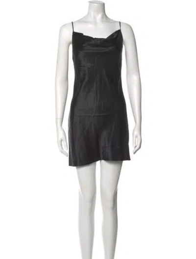 Pre-owned Fleur Du Mal Silk Mini Dress In Black