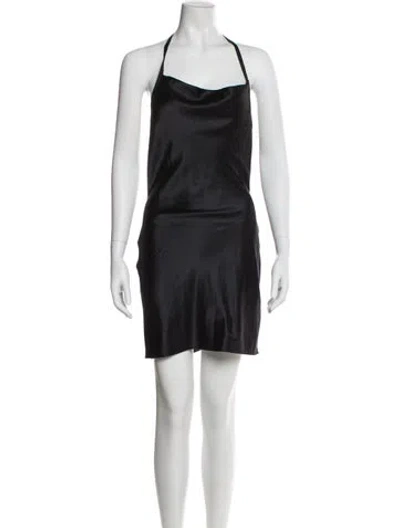 Pre-owned Fleur Du Mal Silk Mini Dress In Black