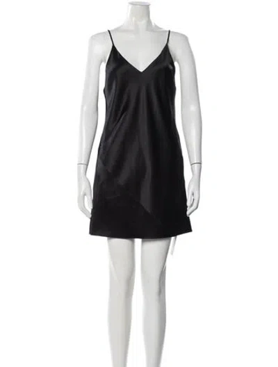 Pre-owned Fleur Du Mal Silk Mini Dress In Black