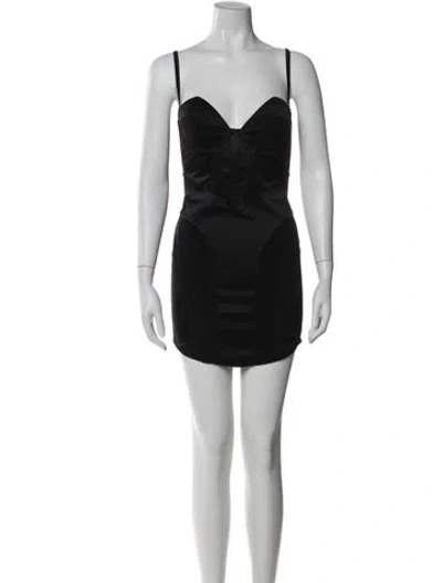 Pre-owned Fleur Du Mal Silk Mini Dress In Black