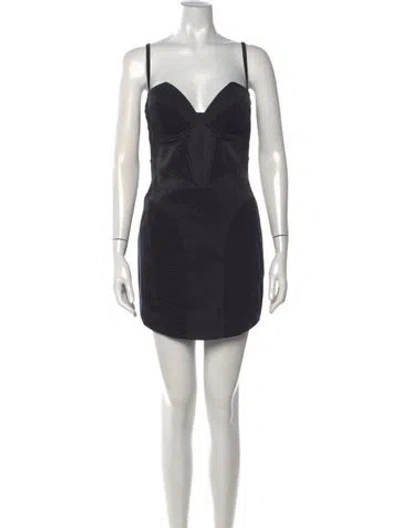 Pre-owned Fleur Du Mal Silk Mini Dress In Black