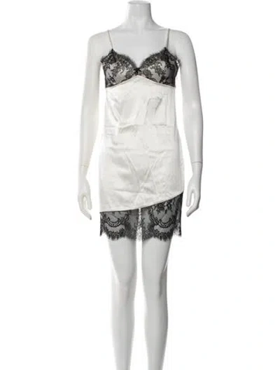 Pre-owned Fleur Du Mal Silk Mini Dress In Black