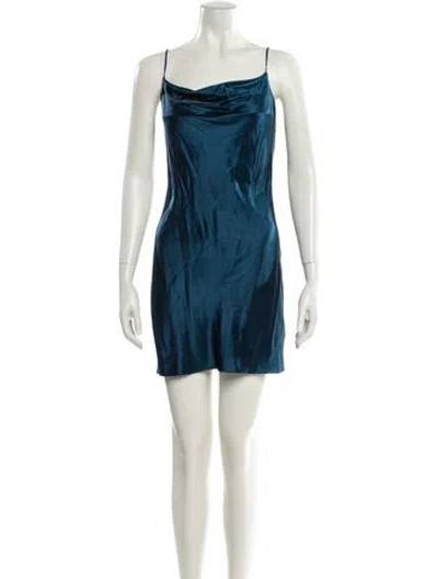 Pre-owned Fleur Du Mal Silk Mini Dress In Blue