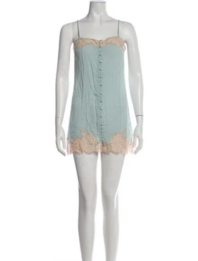 Pre-owned Fleur Du Mal Silk Mini Dress In Blue