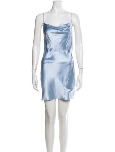 Pre-owned Fleur Du Mal Silk Mini Dress In Blue