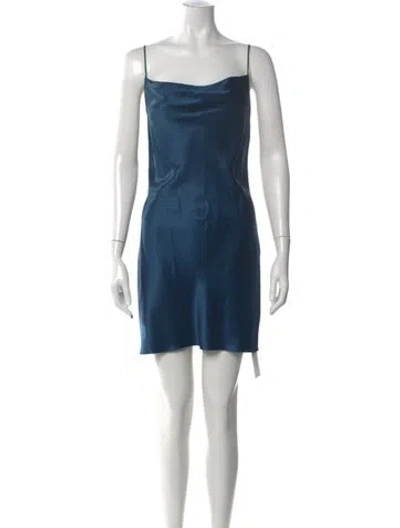 Pre-owned Fleur Du Mal Silk Mini Dress In Blue