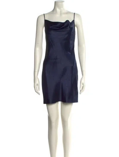 Pre-owned Fleur Du Mal Silk Mini Dress In Blue