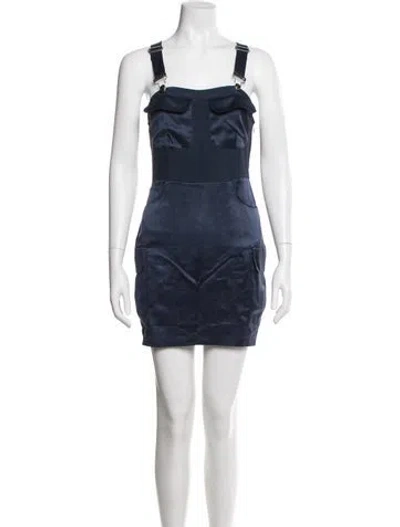 Pre-owned Fleur Du Mal Silk Mini Dress In Blue