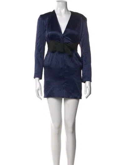Pre-owned Fleur Du Mal Silk Mini Dress In Blue