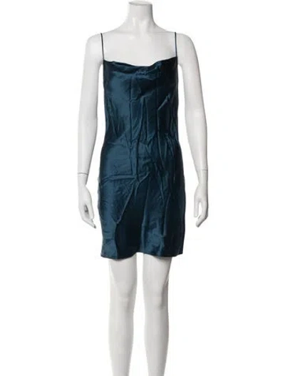 Pre-owned Fleur Du Mal Silk Mini Dress In Blue