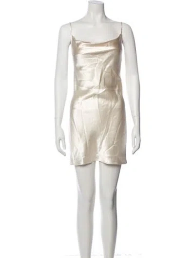 Pre-owned Fleur Du Mal Silk Mini Dress In Gold