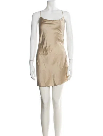 Pre-owned Fleur Du Mal Silk Mini Dress In Gold