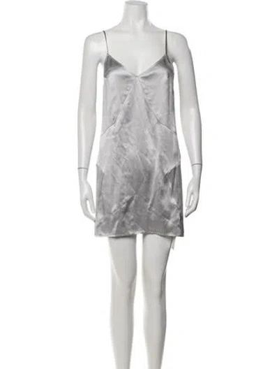 Pre-owned Fleur Du Mal Silk Mini Dress In Gray