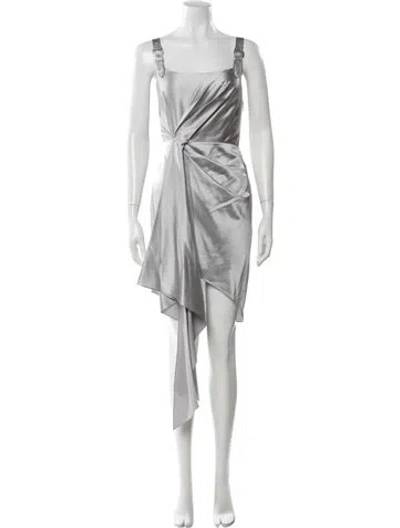 Pre-owned Fleur Du Mal Silk Mini Dress In Gray