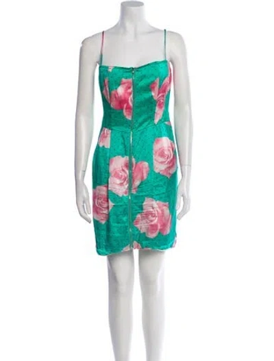 Pre-owned Fleur Du Mal Silk Mini Dress In Green