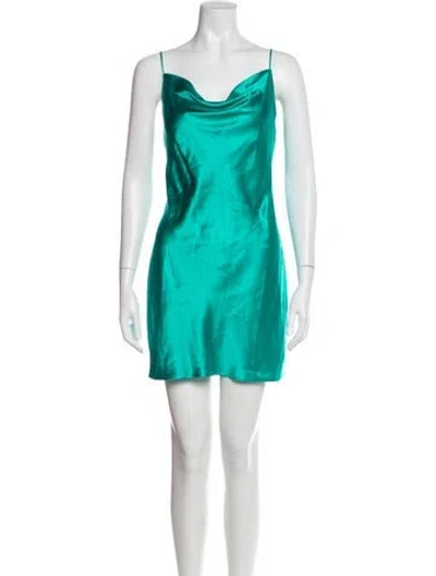 Pre-owned Fleur Du Mal Silk Mini Dress In Green