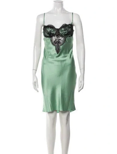 Pre-owned Fleur Du Mal Silk Mini Dress In Green